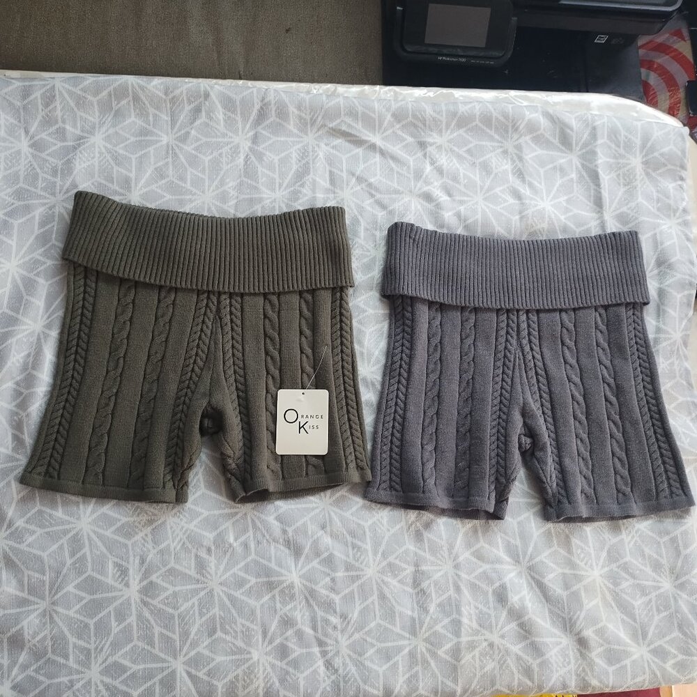 Cable knit shorts
